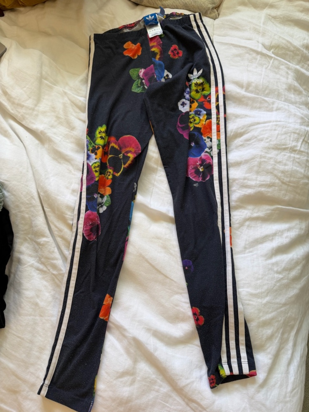adidas Black Floral Stripe Leggings